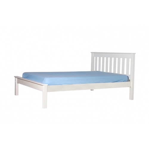 white wooden double bed frame